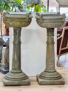 Pair of Large Cast Stone Urns