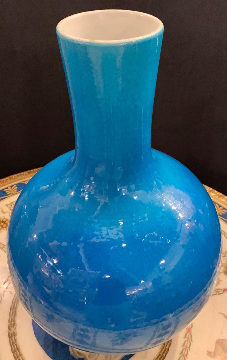 Pair of Large Celeste Blue Chinese Vases at 1stDibs