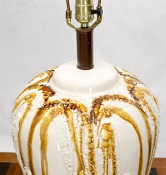 Pair of Large Ceramic Art Pottery Bases Decorative Caramel Glaze