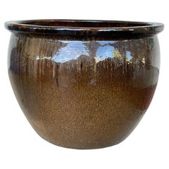 Coppia di grandi fioriere in ceramica smaltata per esterni