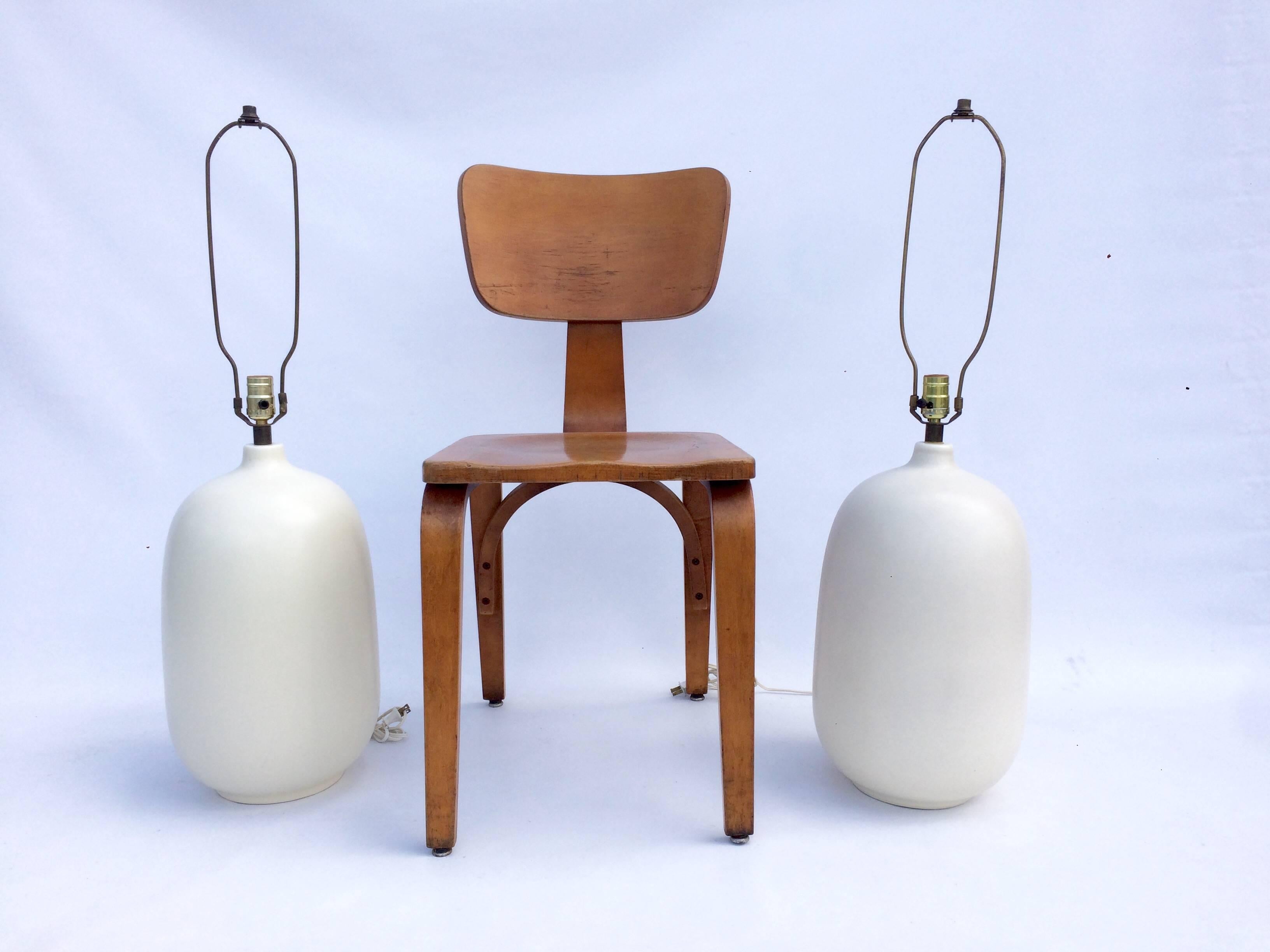 Mid-Century Modern Pair of Large Ceramic Lamps by Lotte and Gunnar Bostlund