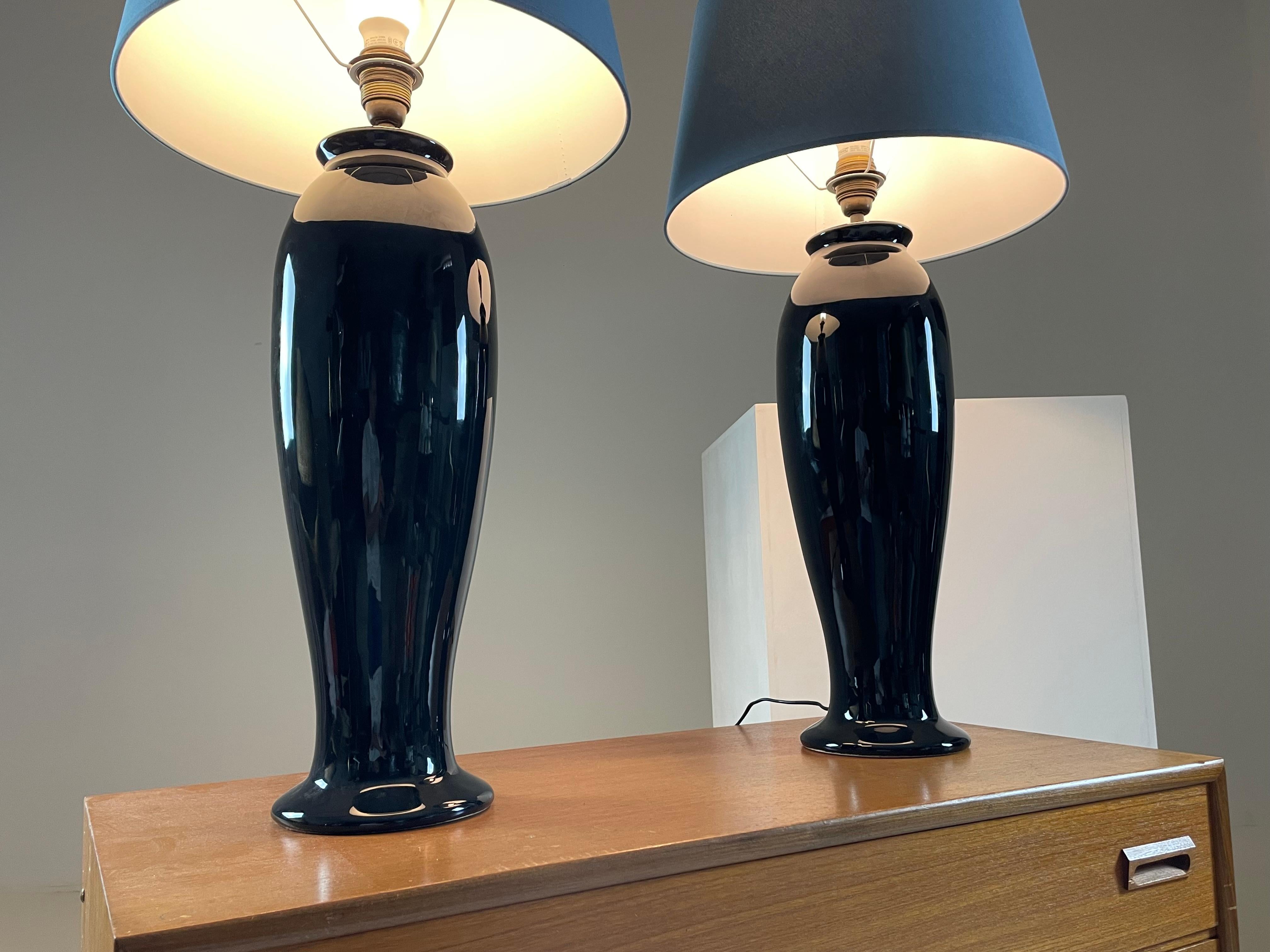 XX secolo Coppia di grandi lampade in ceramica di Yves Halard, Parigi anni '80 in vendita