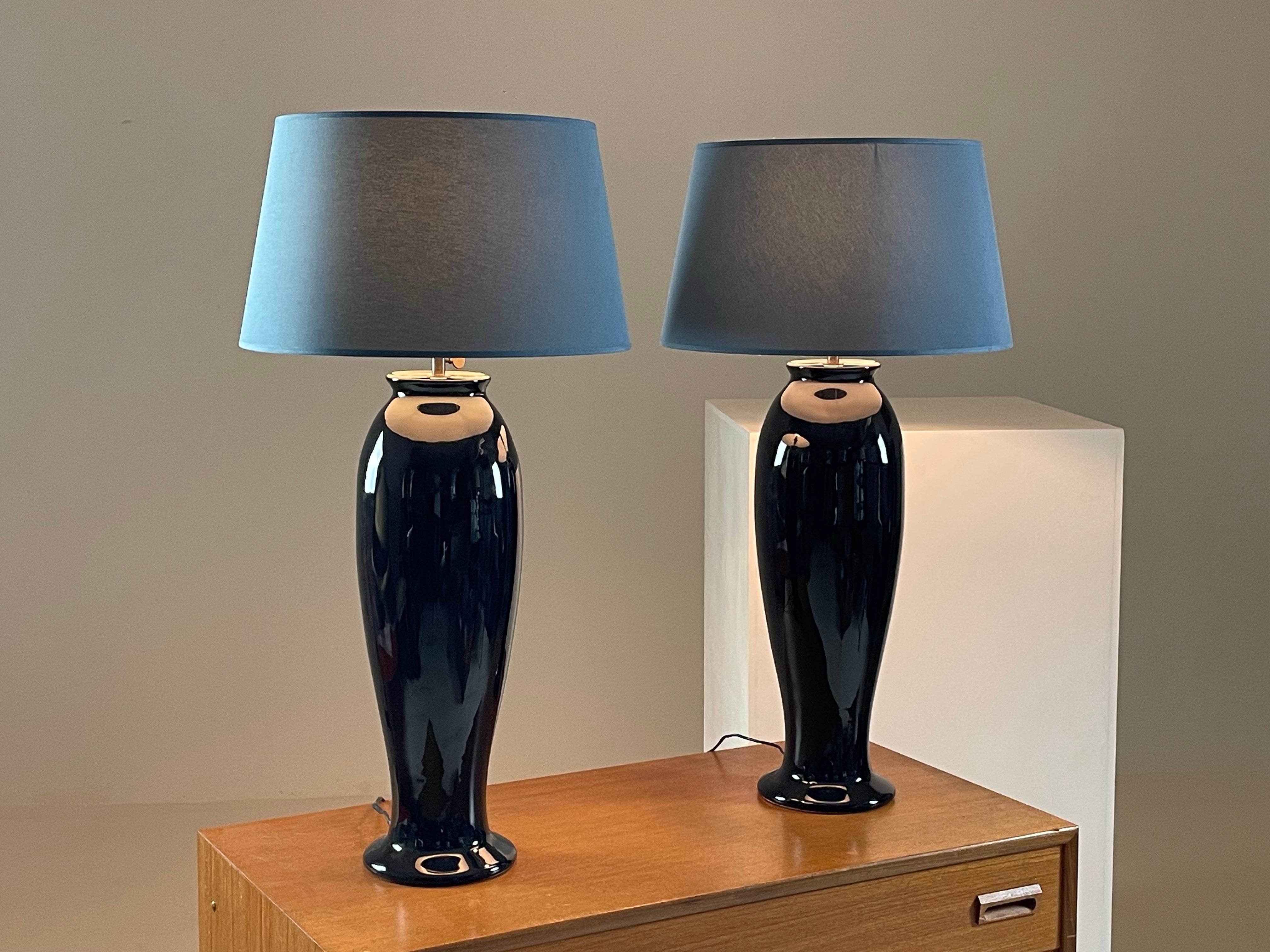 Coppia di grandi lampade in ceramica di Yves Halard, Parigi anni '80 in vendita 2