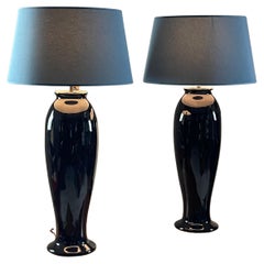Pair of large ceramic lamps by Yves Halard, Paris 1980s