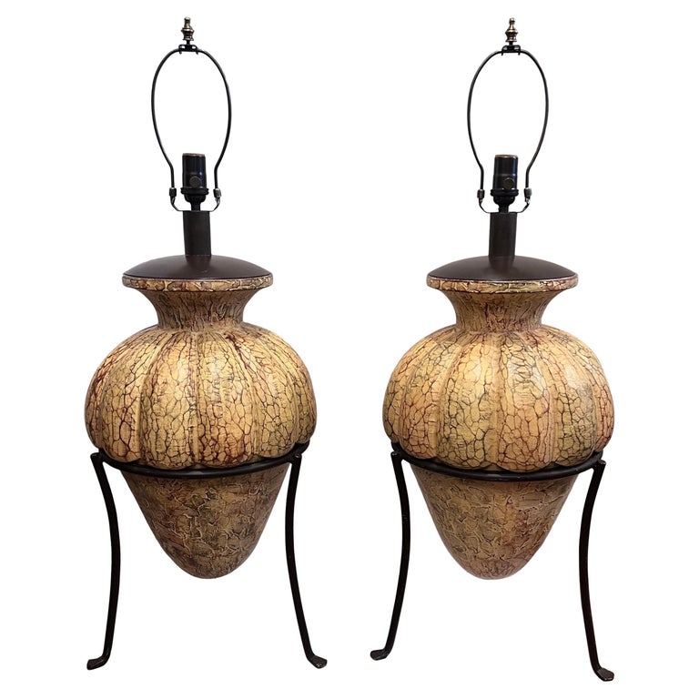 Pair of Large Ceramic Lamps For Sale at 1stDibs