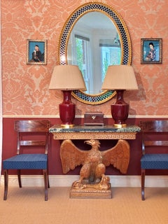 Pair of Large Ceramic Sang de Boeuf Vase Lamps