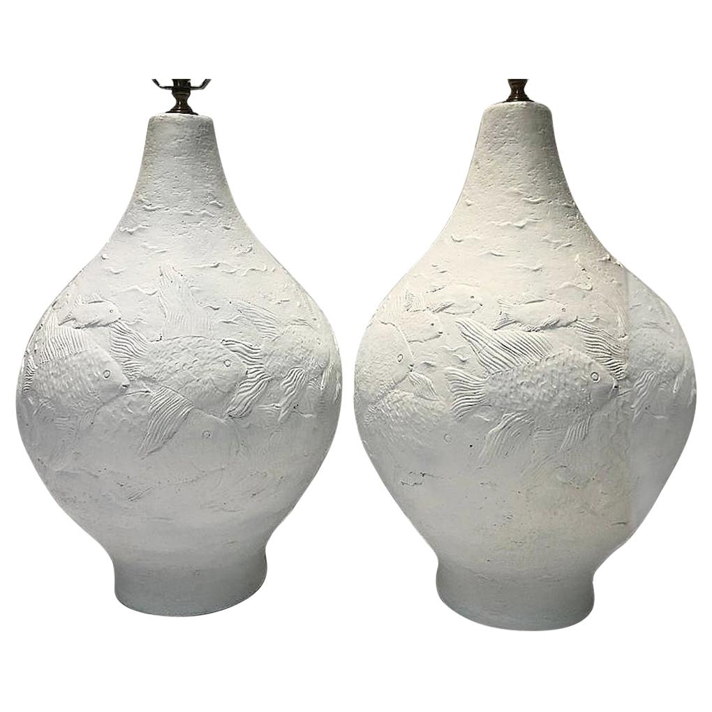Coppia di grandi lampade da tavolo in ceramica