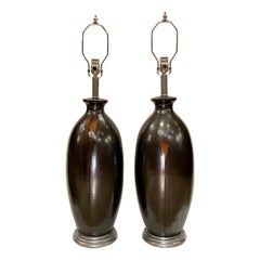 Coppia di grandi lampade da tavolo in ceramica