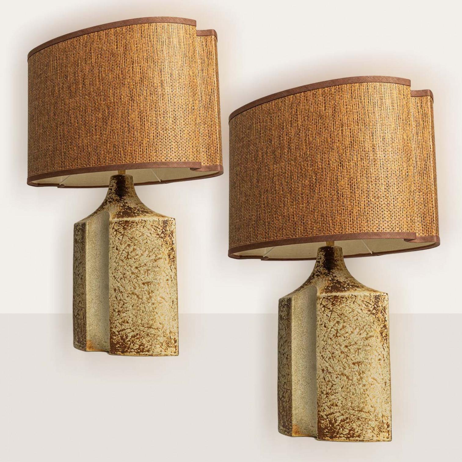 Céramique Paire de grandes lampes de table en céramique pour Soholm par Haico Nietzsche, Danemark 1960 en vente