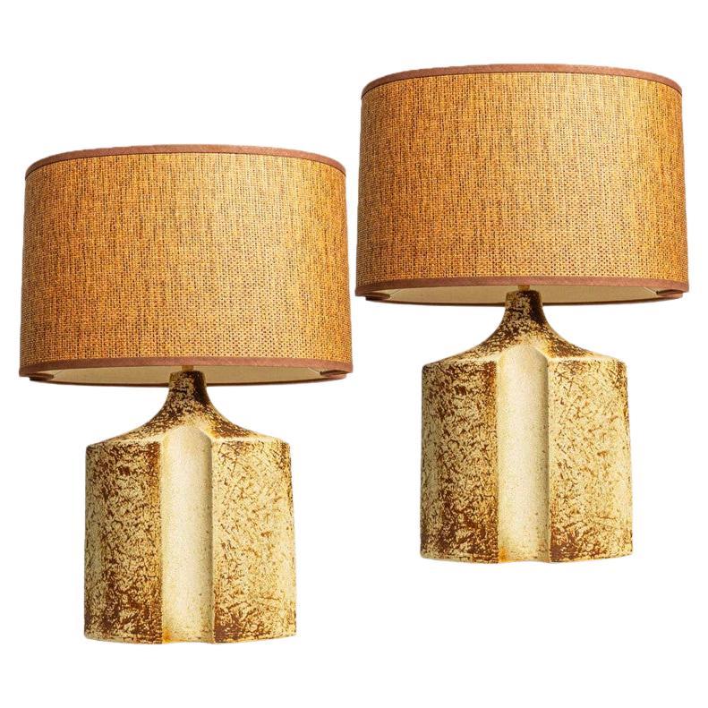 Paire de grandes lampes de table en céramique pour Soholm par Haico Nietzsche, Danemark 1960