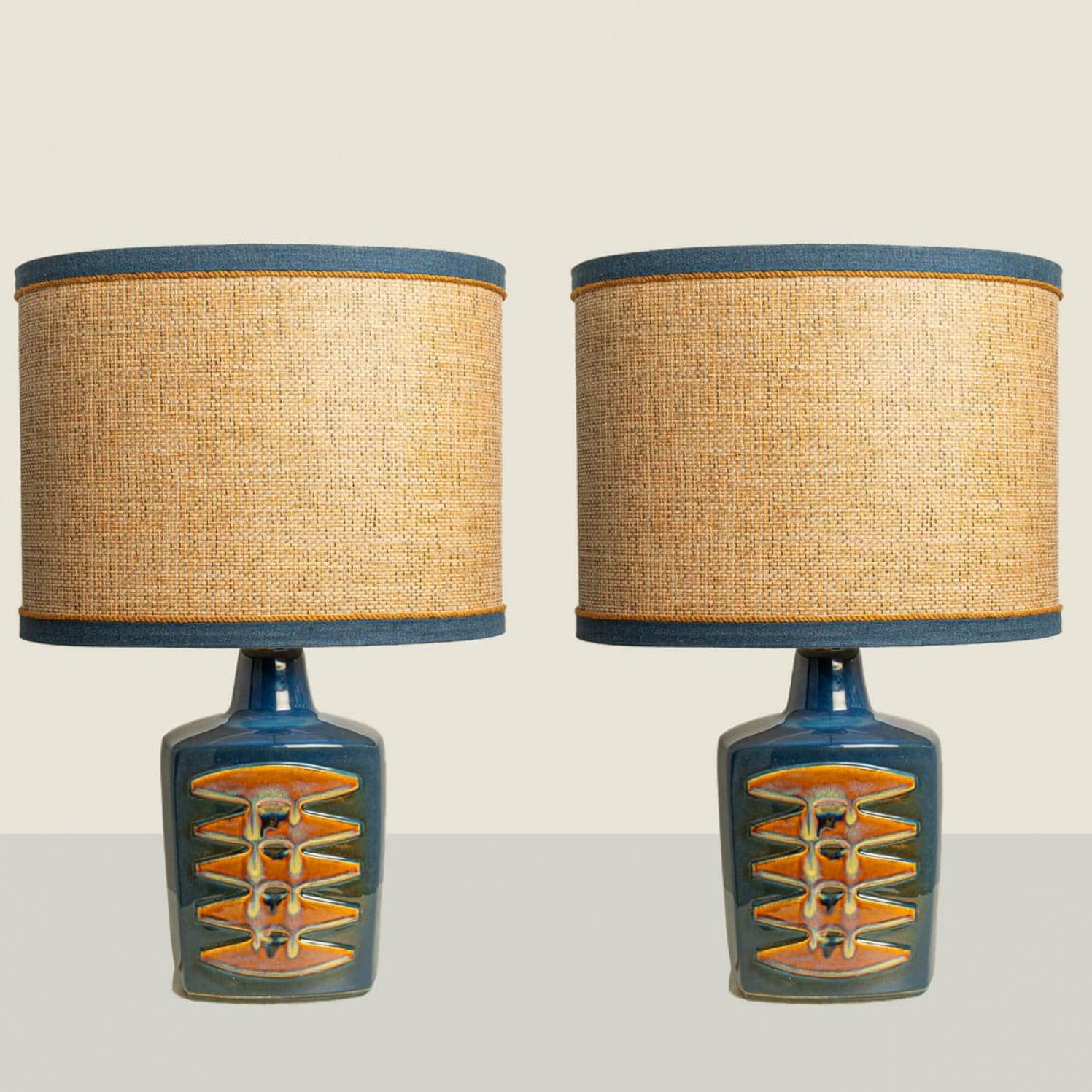 Pair of Large Ceramic Table Lamps for Soholm, Denmark 1960s en Bueno estado para la venta en Rijssen, NL