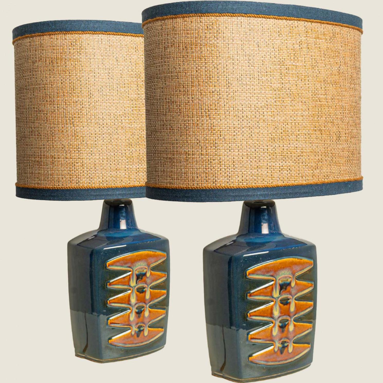 Pair of Large Ceramic Table Lamps for Soholm, Denmark 1960s Cerámico en venta
