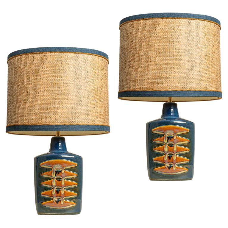 Pair of Large Ceramic Table Lamps for Soholm, Denmark 1960s