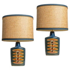 Pair of Large Ceramic Table Lamps for Soholm, Denmark 1960s