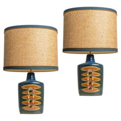 Pair of Large Ceramic Table Lamps for Soholm, Denmark 1960s