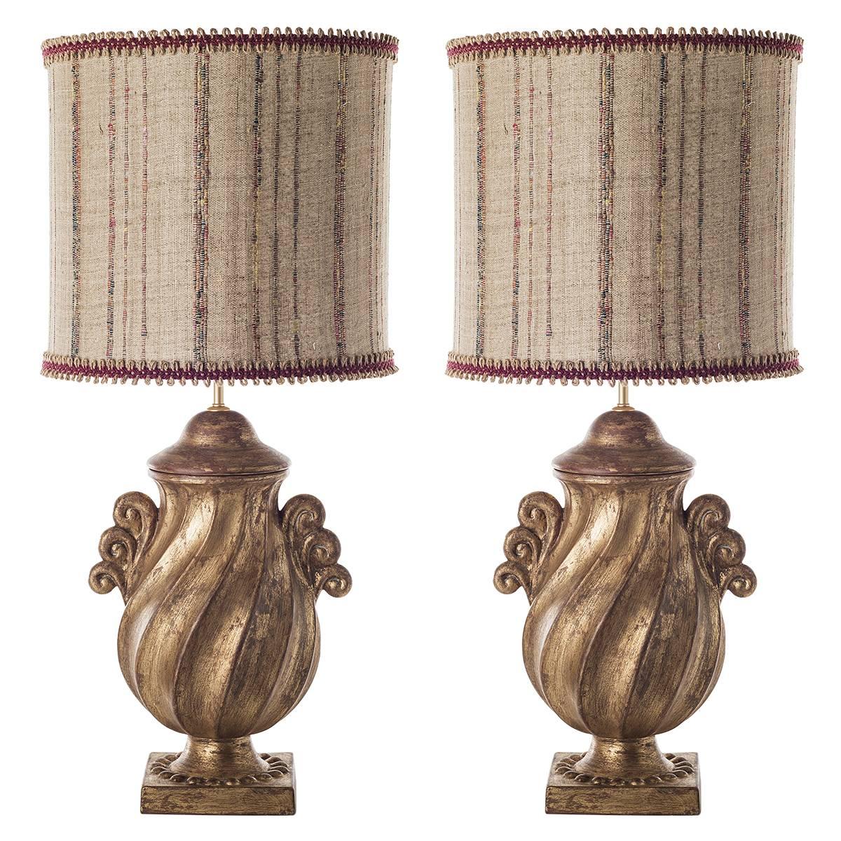Pair of Large Ceramic Table Lamps with Full Urn Shaped Body For Sale
