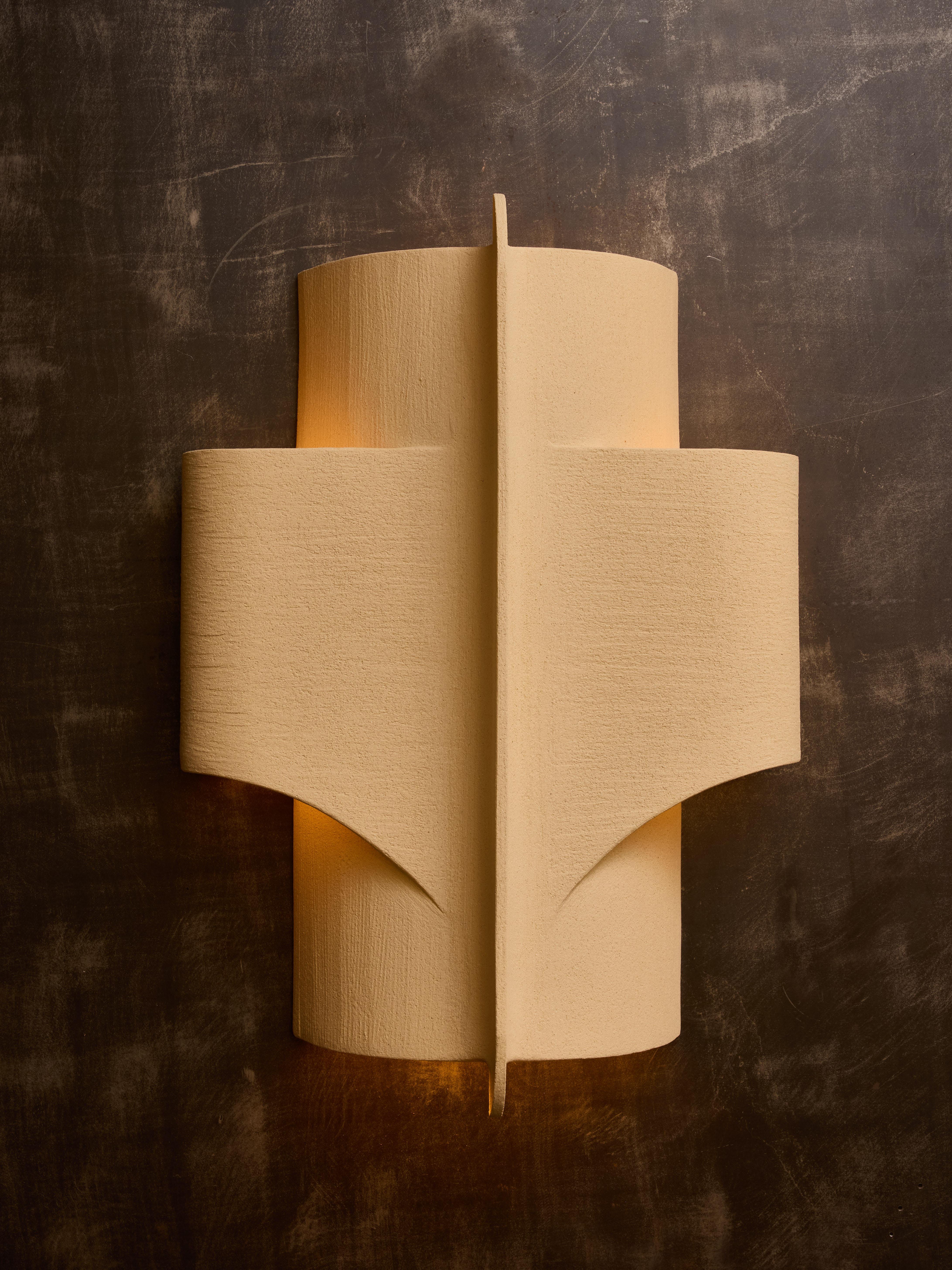 Modern Pair of Large Ceramic Wall Sconces by Olivia Cognet For Sale