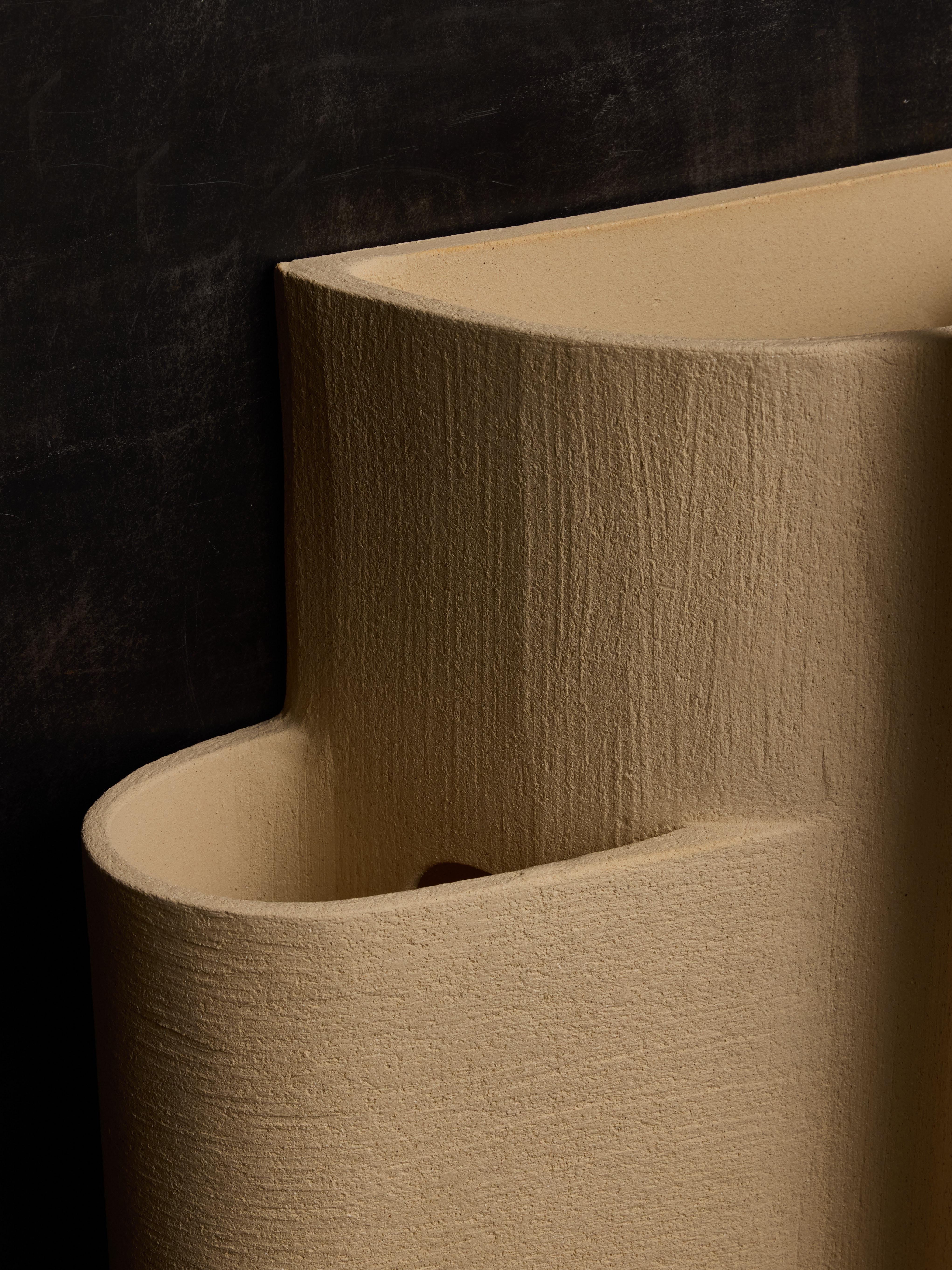 Contemporary Pair of Large Ceramic Wall Sconces by Olivia Cognet For Sale