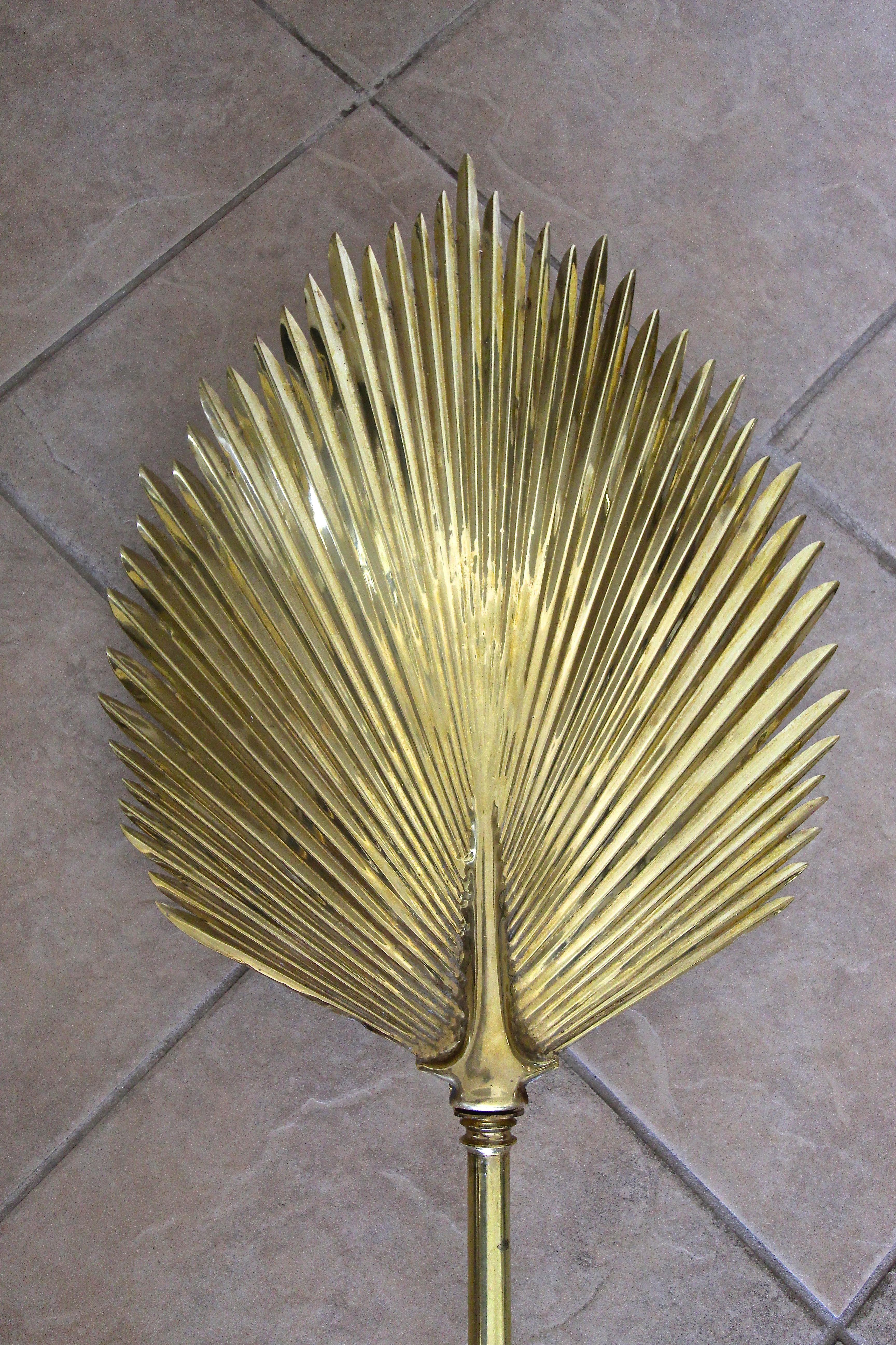 Pair of Large Chapman Brass Palm Frond Leave Wall Sconces 5