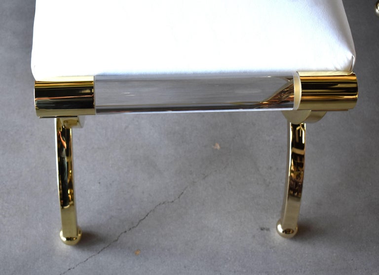 Pair of Large Charles Hollis Jones Brass Regency Benches, Signed For Sale 4