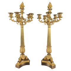 Paire de grands candélabres Charles X en bronze doré