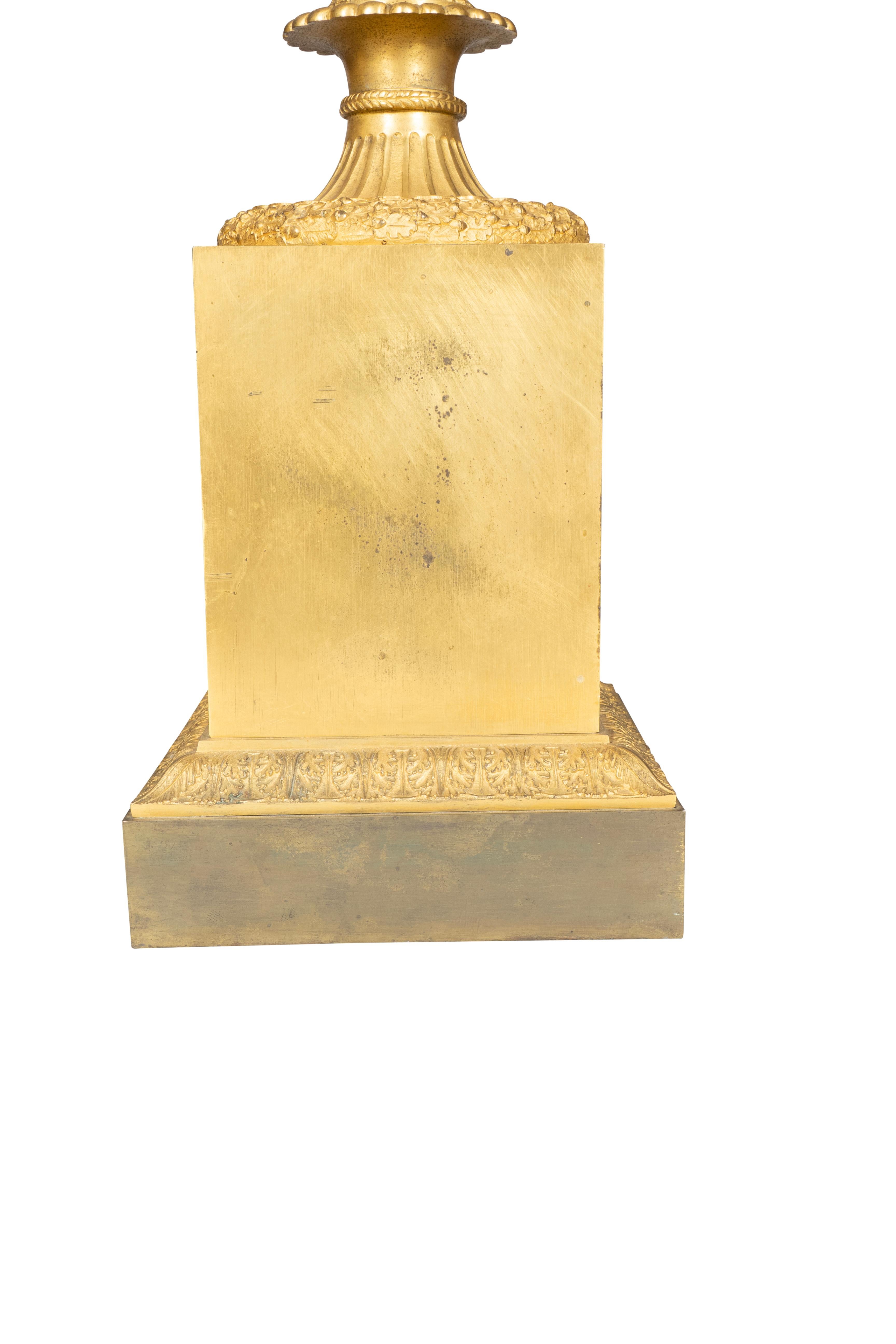 Pair Of Large Charles X Gilt Bronze Urns In Good Condition For Sale In Essex, MA