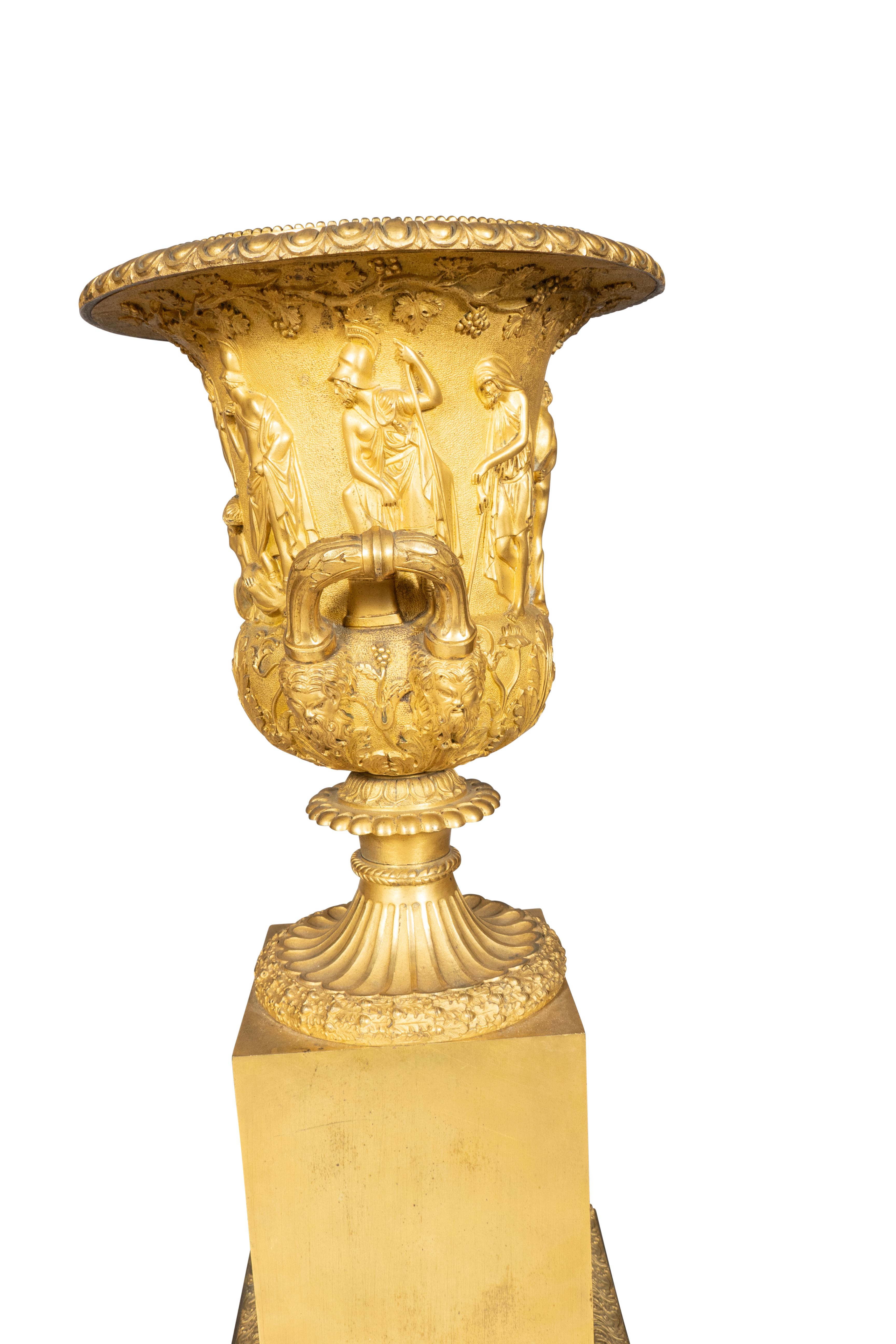 Pair Of Large Charles X Gilt Bronze Urns For Sale 2