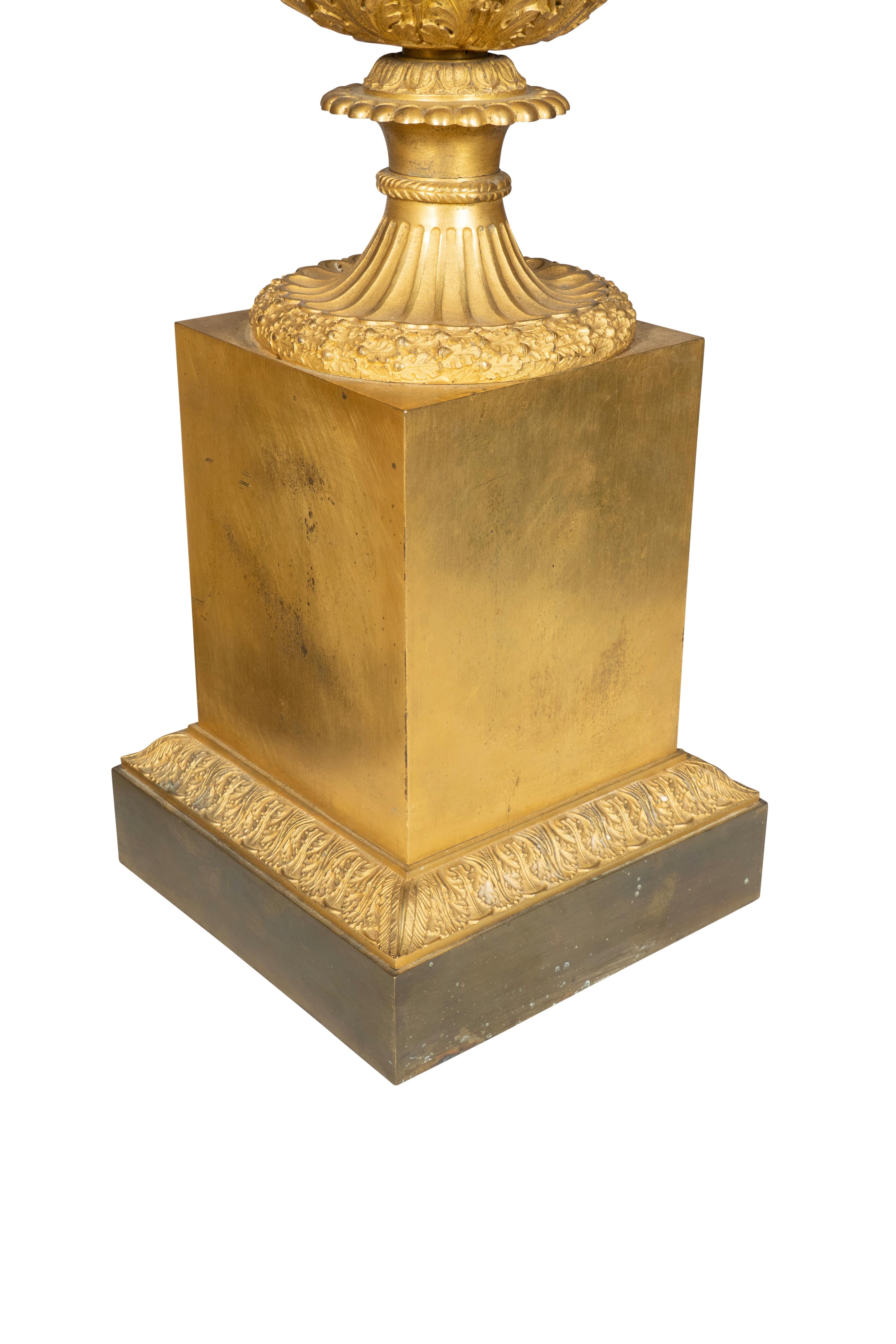 Pair Of Large Charles X Gilt Bronze Urns For Sale 3