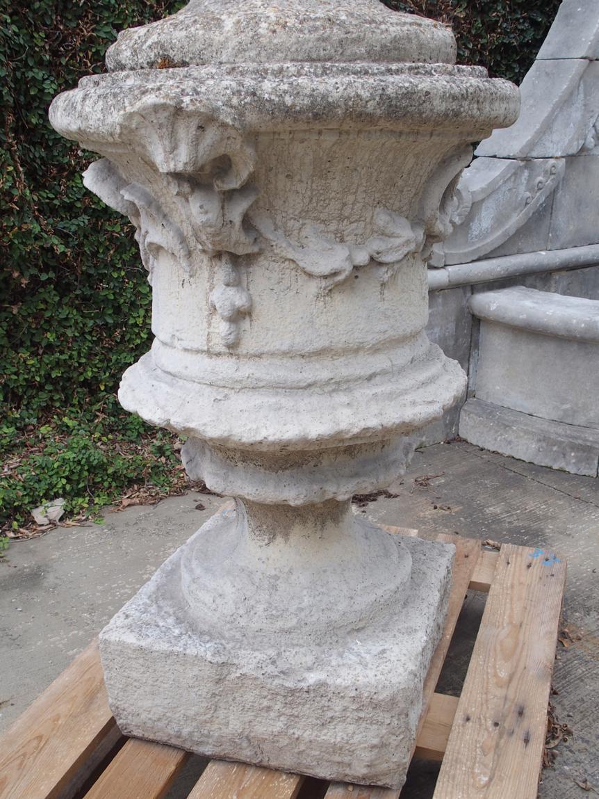 Pair of Large Chateau Size Cast Stone ‘Pots A Feu’ from France 5