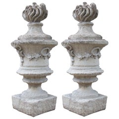 Pair of Large Chateau Size Cast Stone ‘Pots A Feu’ from France