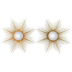 Pair of Large Chaty Vallauris Sunburst Mirrors