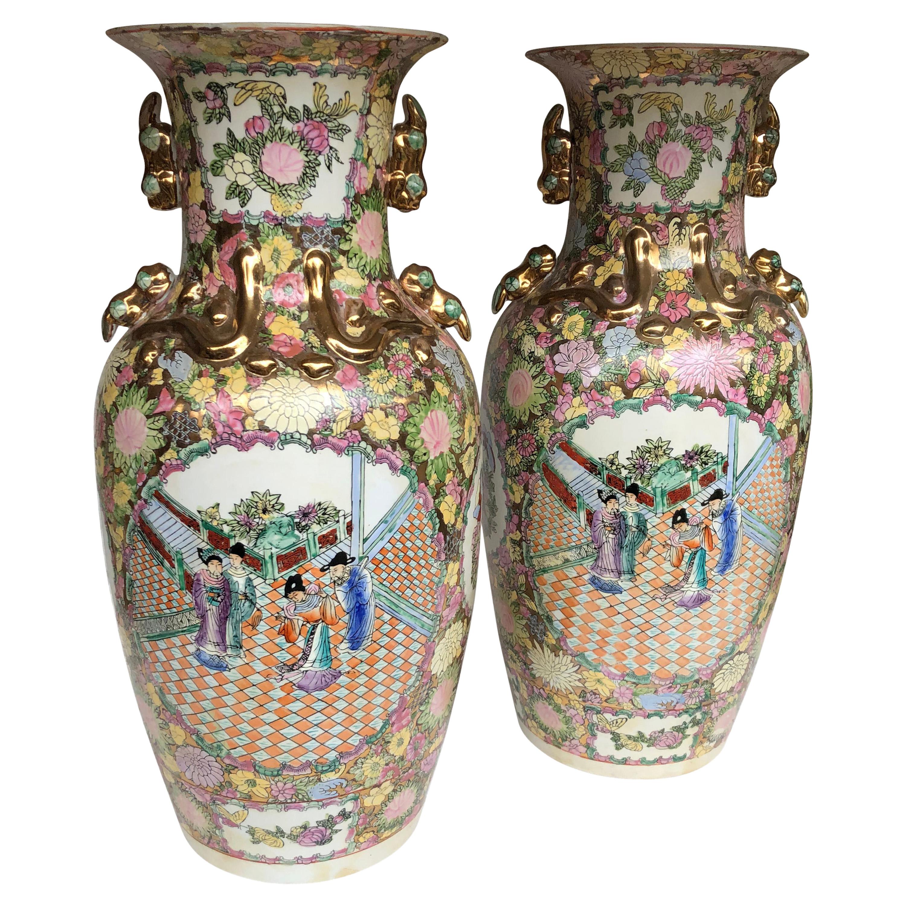 Pair of Large China Vases, 20th Century For Sale