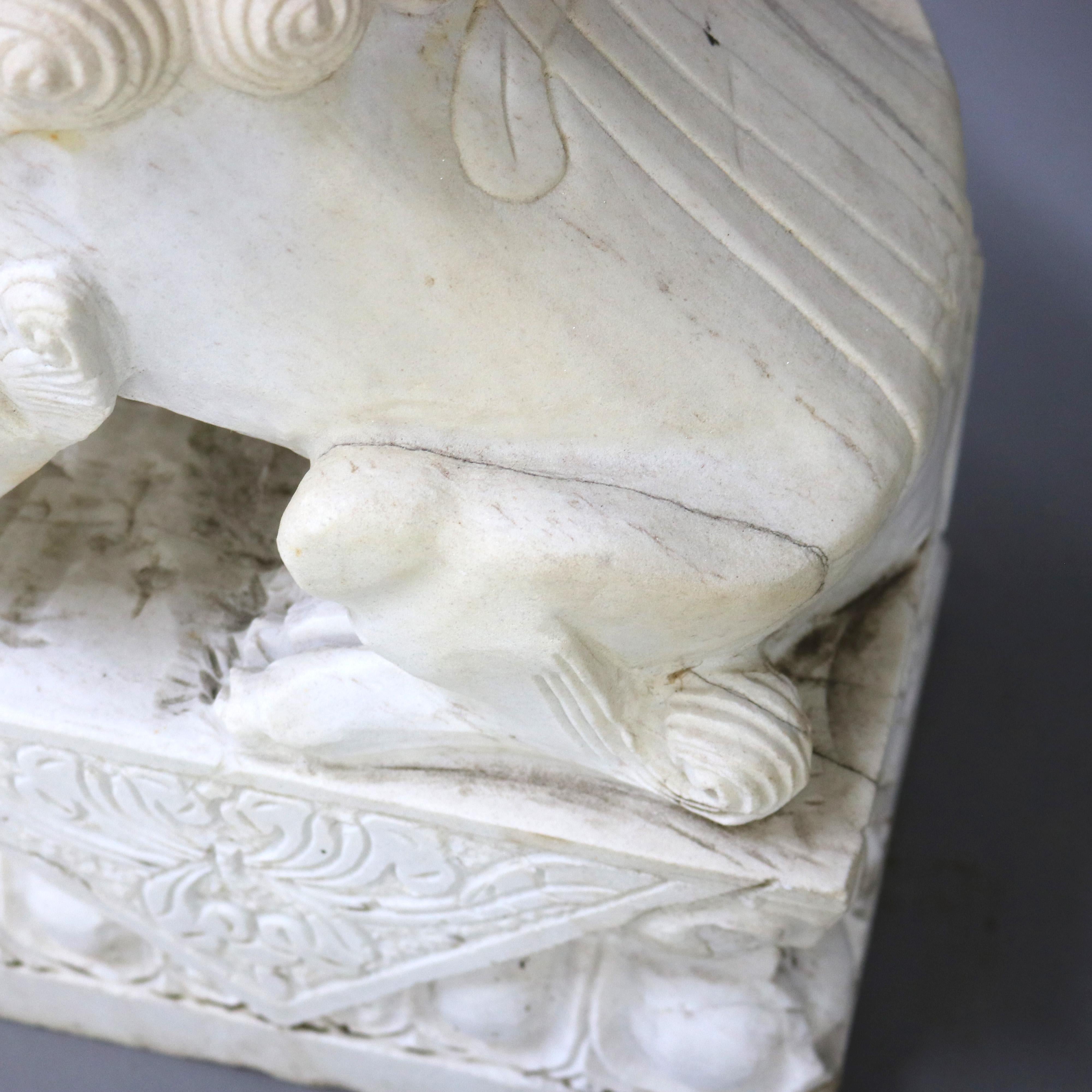 Pair of Large Chinese Carved Stone Foo Dog Sculptures 20thC in vendita 4