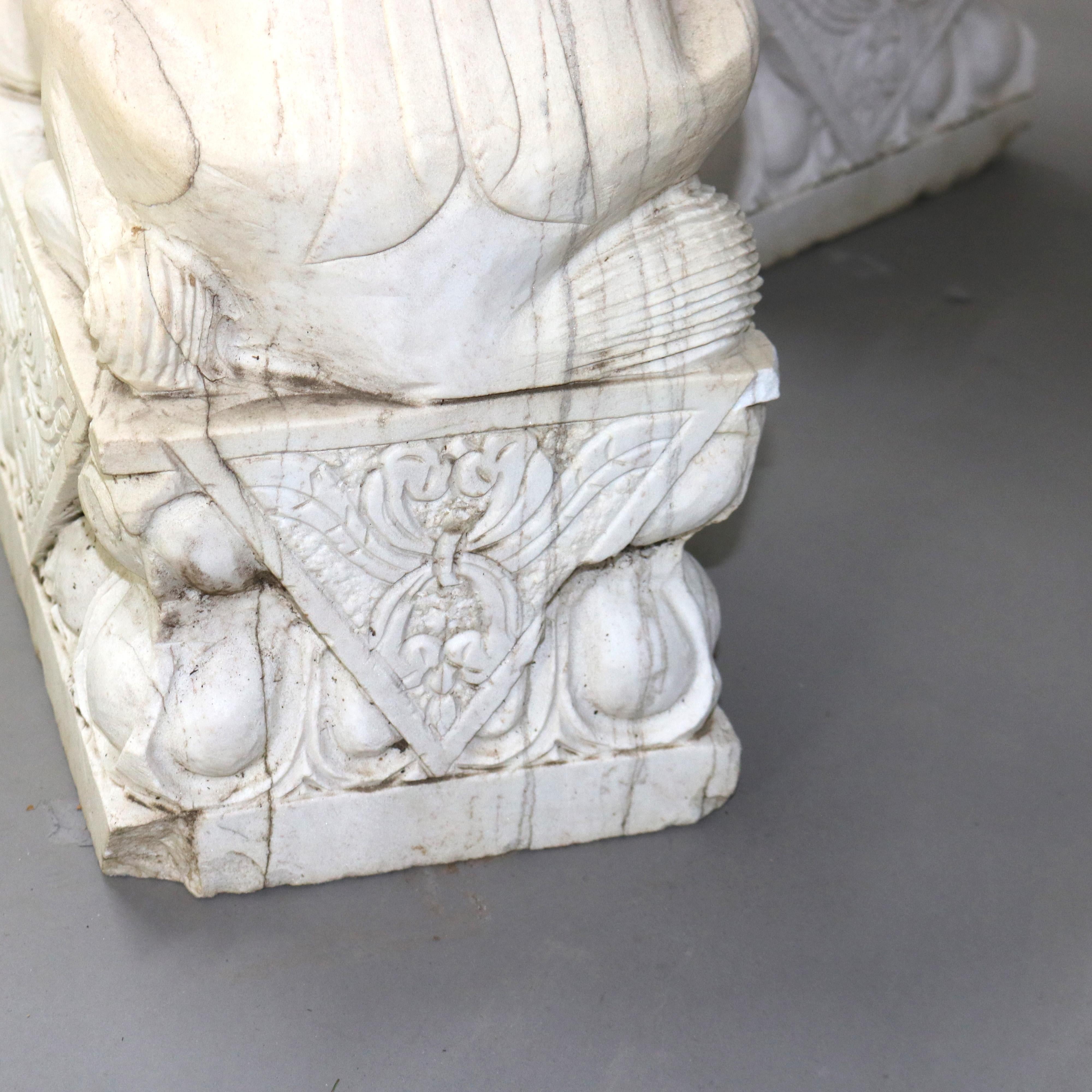 Pair of Large Chinese Carved Stone Foo Dog Sculptures 20thC in vendita 5