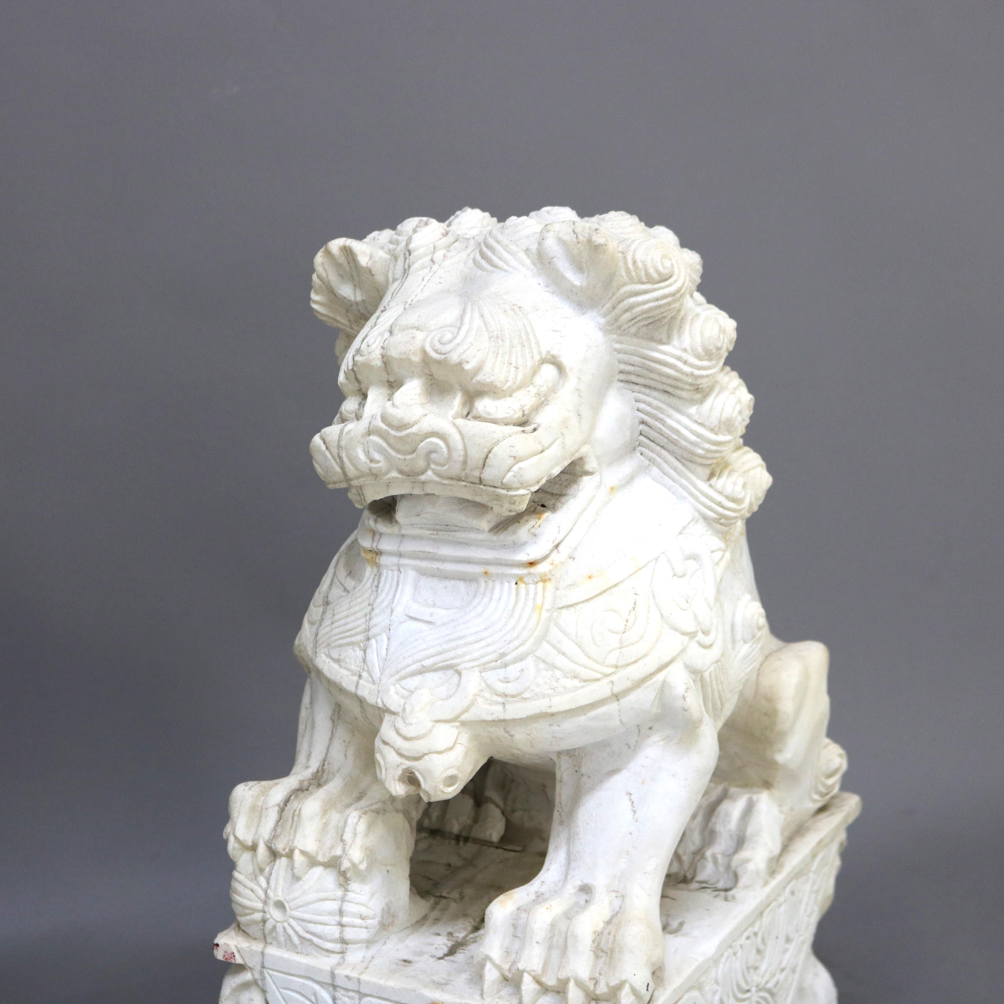 ***Reduced Delivery Rates - See Below or Click “Ask The Seller” to Request a Quote***

Pair of Large Chinese Carved Stone Foo Dog Sculptures 20thC

Measures - 23 3/4