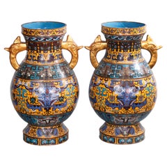 Pair of Large Chinese Cloisonné Vases