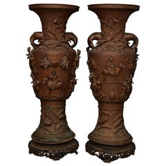 Pair of Large Chinese Late 19th Century Bronze Vases