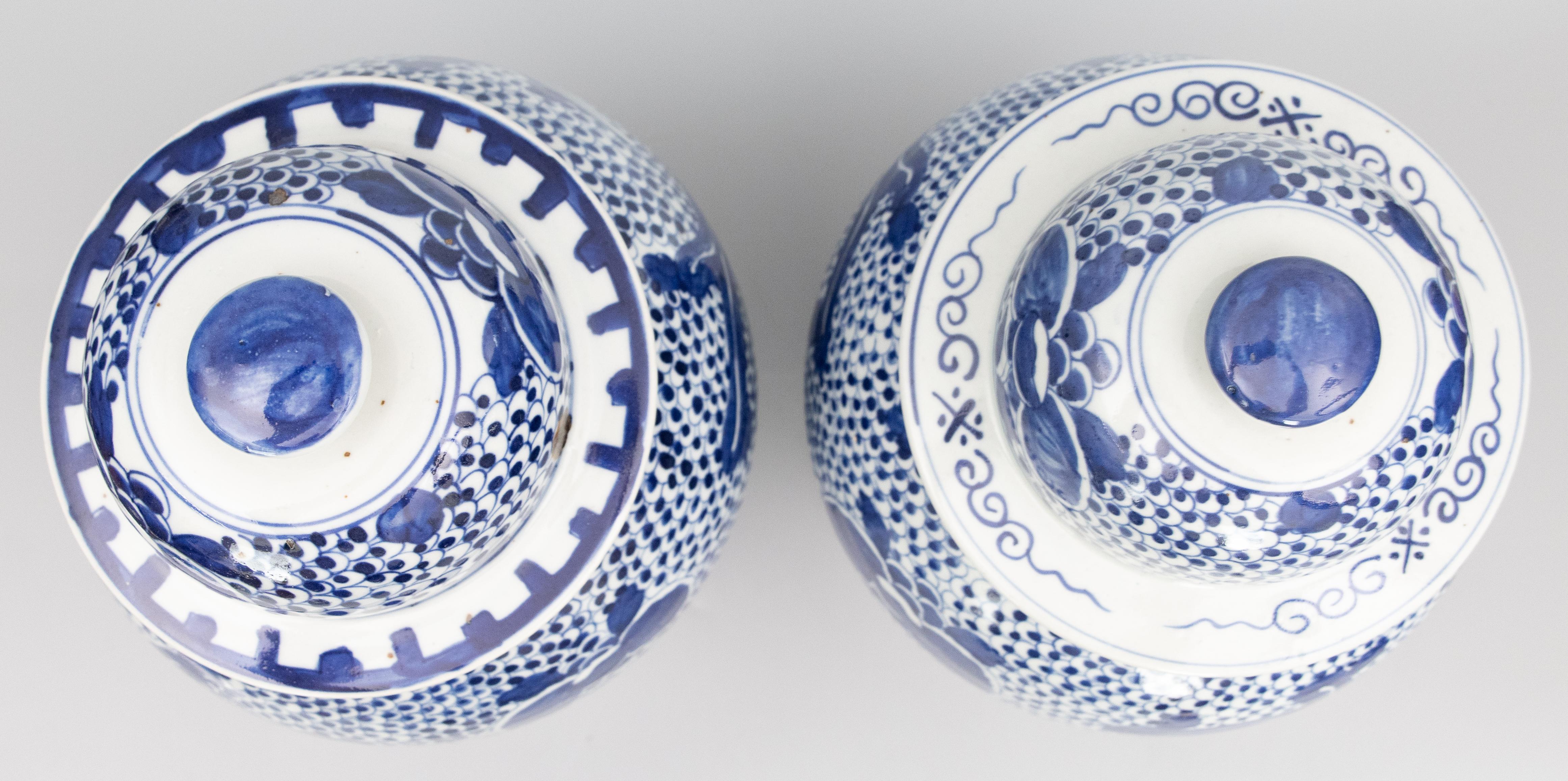 20th Century Pair of Large Chinese Phoenix and Peony Blue and White Temple Jars Ginger Jars For Sale
