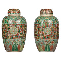 Pair of Large Chinese Porcelain Covered Jars, circa 1860