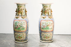Pair of Large Chinese Porcelain Rose Canton Vases