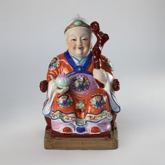 Pair of Large Chinese Porcelain Seated Diety Figures 20thC