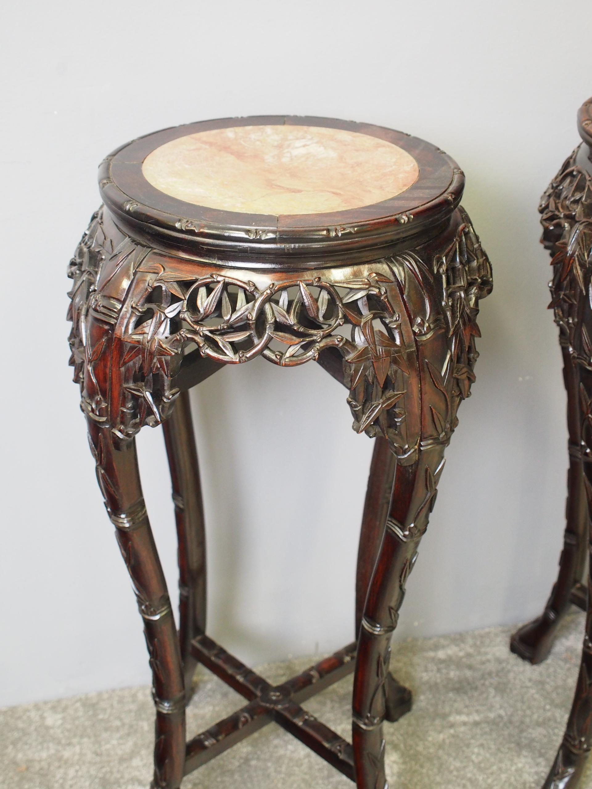 Chinese Export Pair of Large Chinese Rosewood Plant Stands