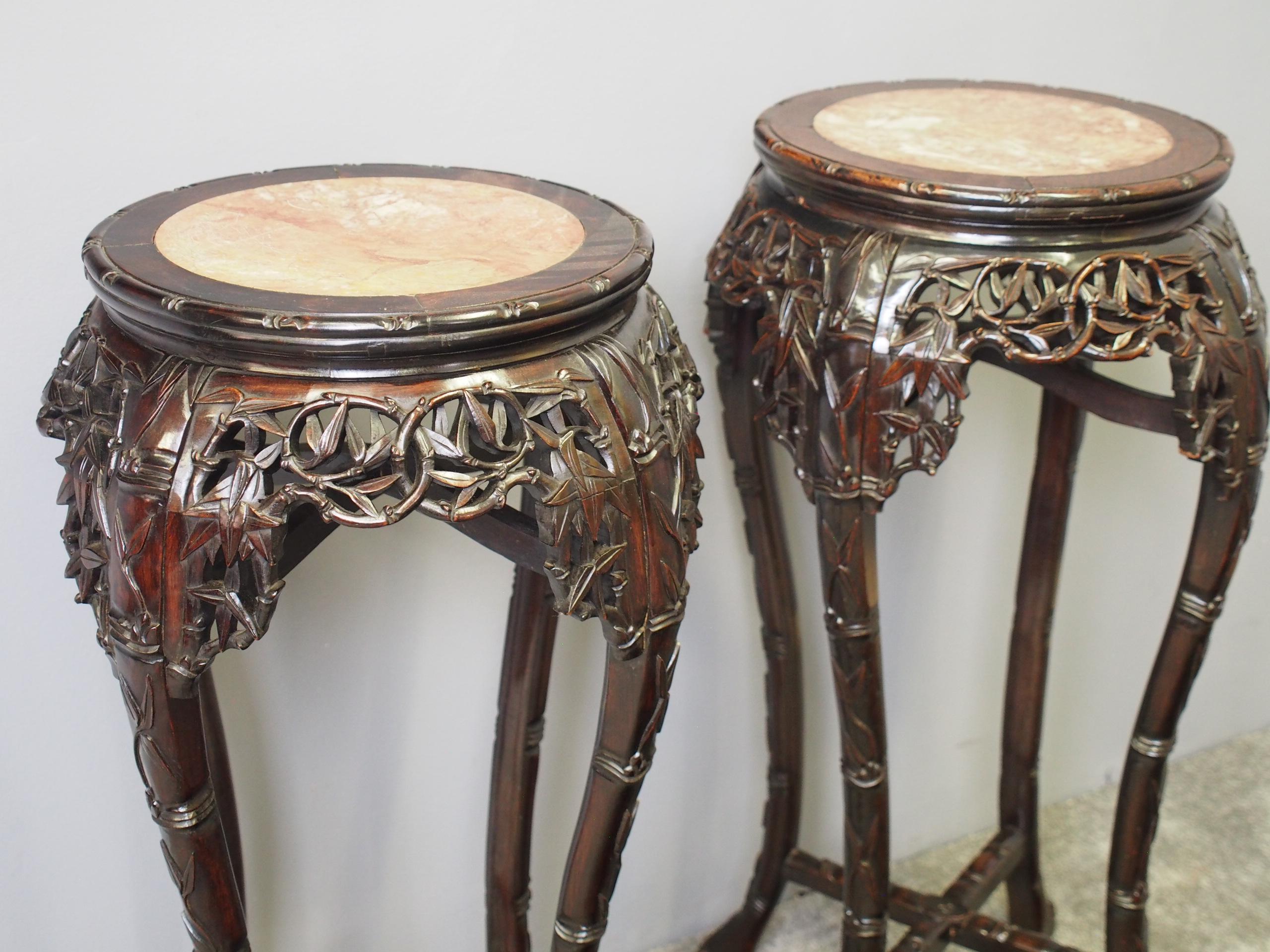 Pair of Large Chinese Rosewood Plant Stands 2