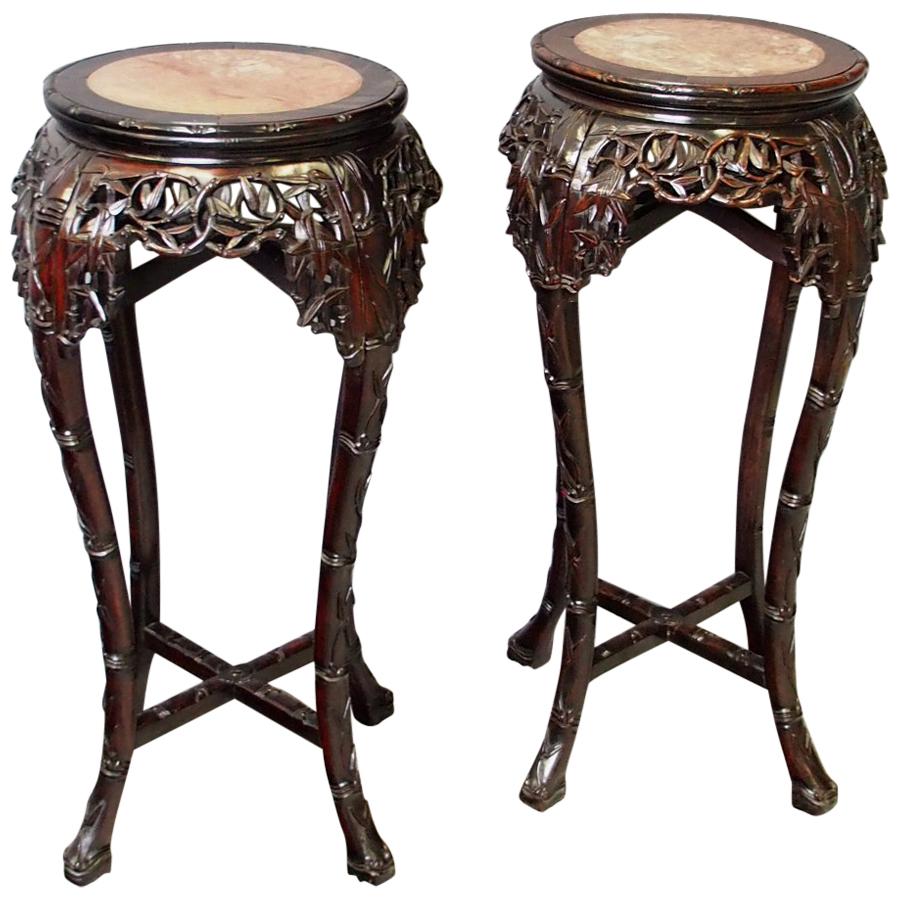 Pair of Large Chinese Rosewood Plant Stands