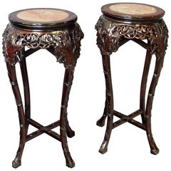 Antique Pair of Large Chinese Rosewood Plant Stands