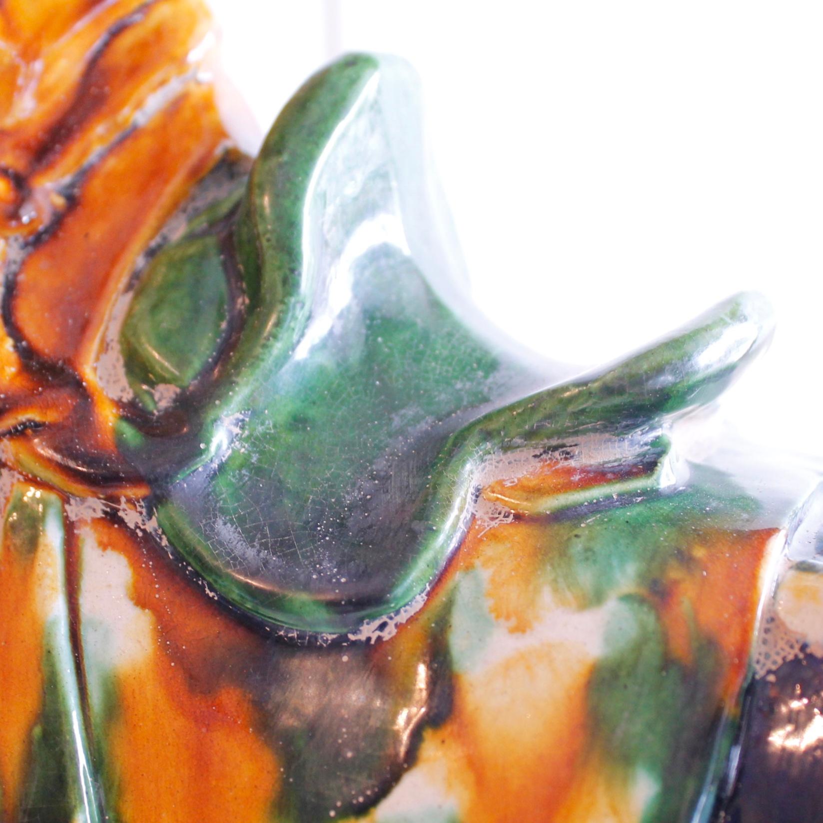 Pair Of Large Chinese Terracotta Tang Style Horses With Sancai Glaze For Sale 1