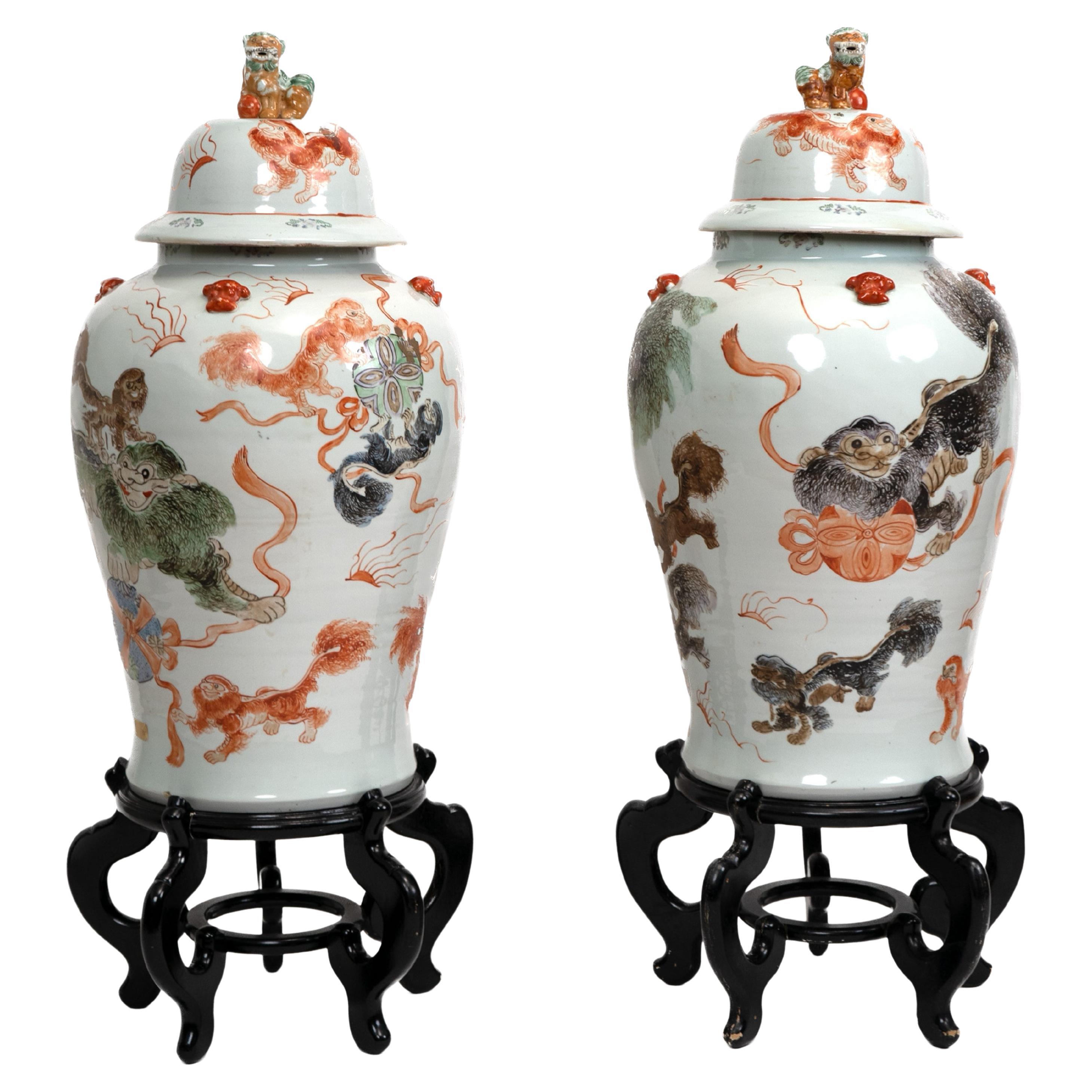 Pair of Large Chinese Vases For Sale