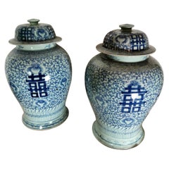 Pair of Large Chinese Wedding Vases with Lids 'Potiches' 1850