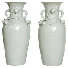 Pair of Large Chinese White Porcelain Peach Vases