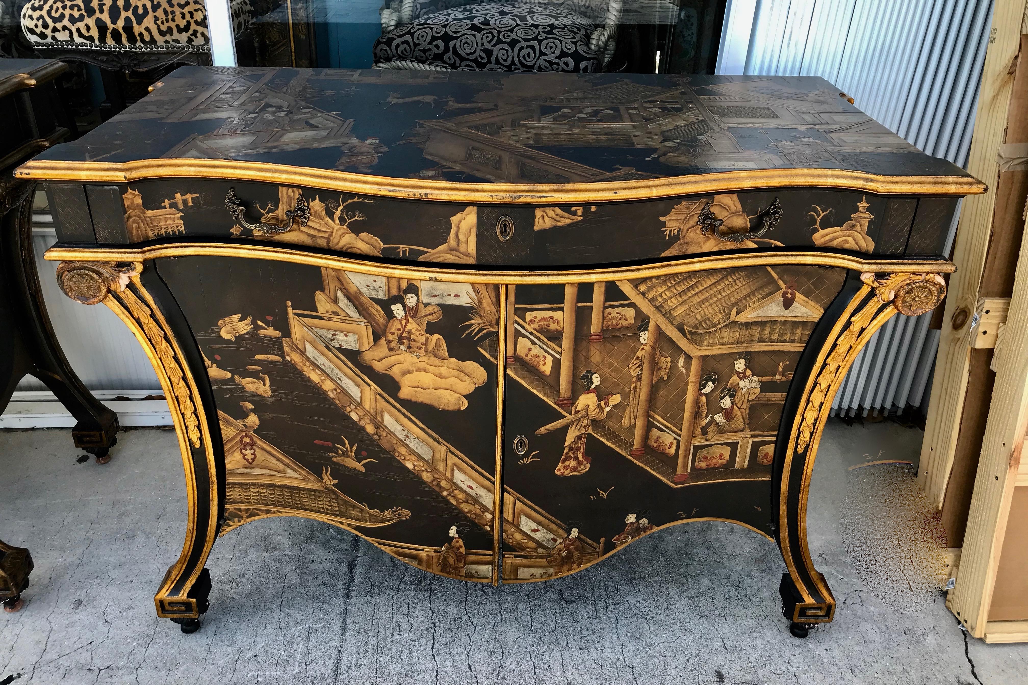 Pair of Large Chinoiserie Commodes by Baker 1